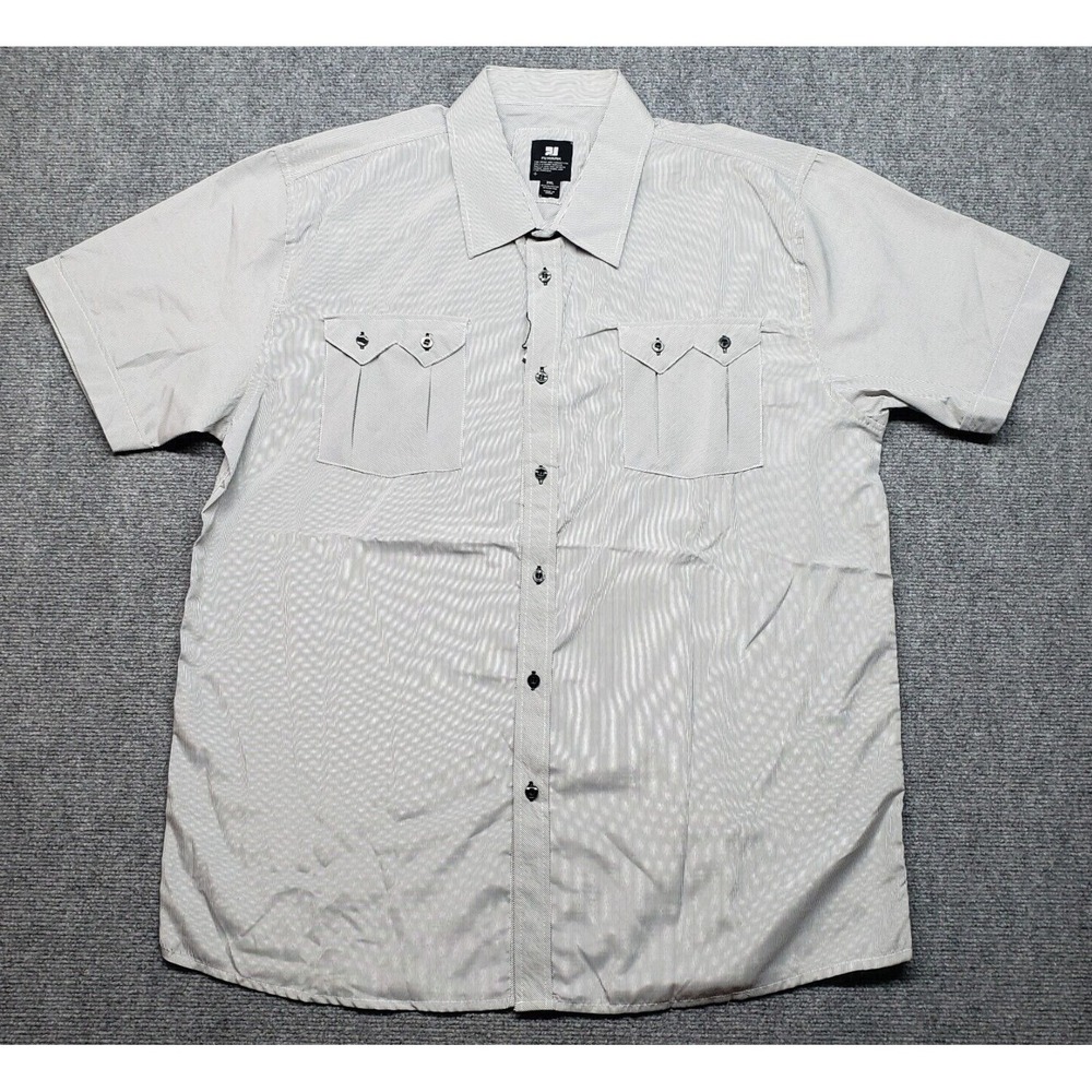 VTG PJ Mark Shirt Mens 2XL Black White Striped Short Sleeve Button Up Y2K New